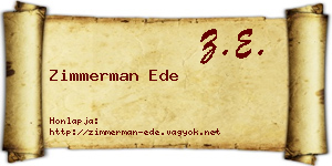Zimmerman Ede névjegykártya